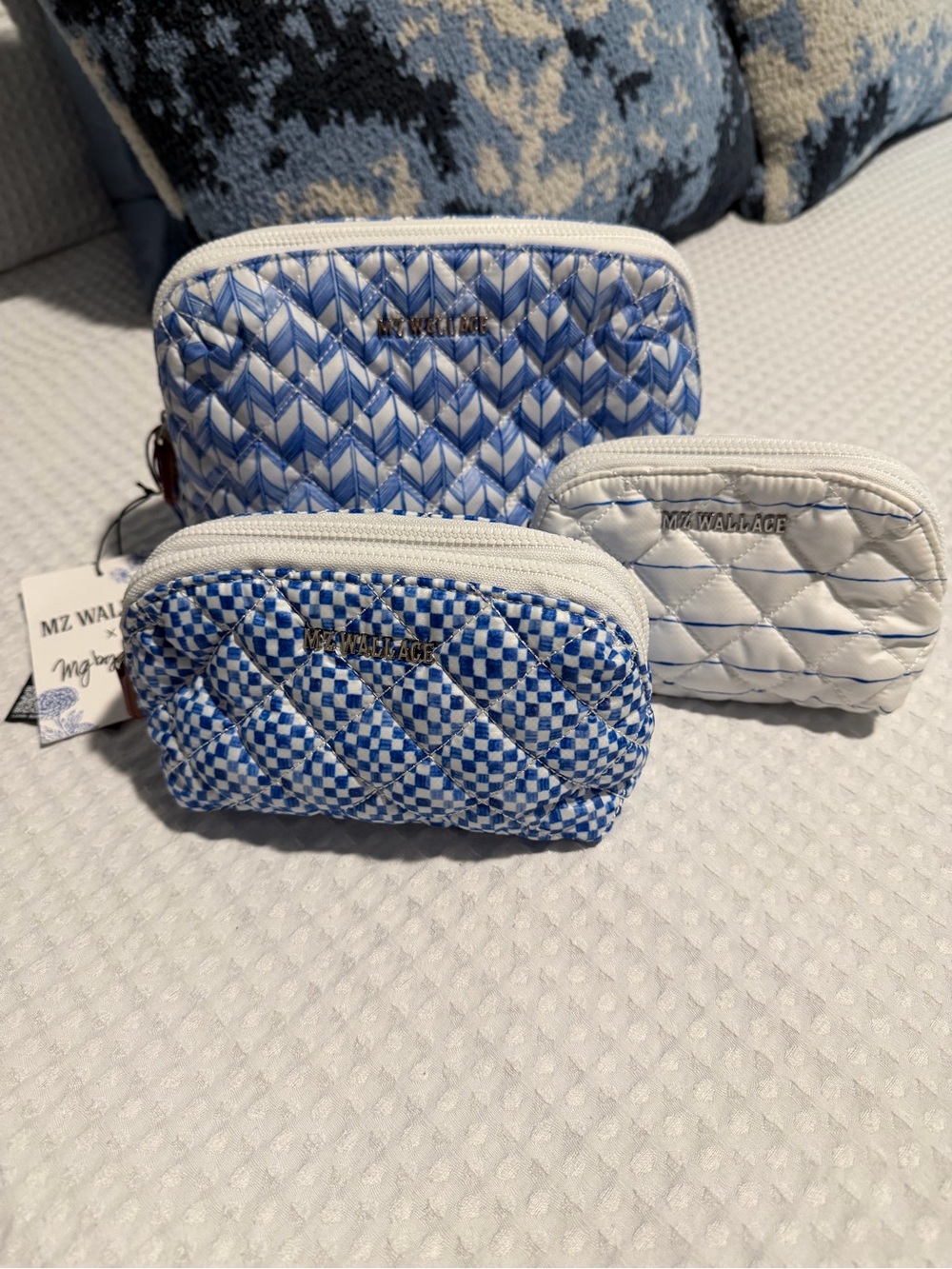 MZ Wallace Porcelain Blue/Multi Double Zip Cosmetic Bundle - Picture 5 of 16
